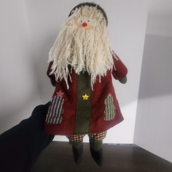 St. Nicholas Square Santa Doll Folk Art Rustic Yarn Beard Holiday 18" Primitive - Picture 7 of 13